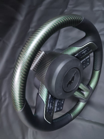 2015-2023 S550 Mustang Matte Reflective Green Carbon Fiber Steering Wheel