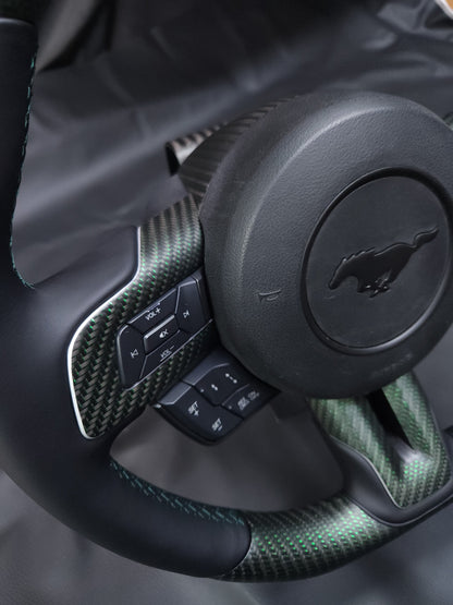 2015-2023 S550 Mustang Matte Reflective Green Carbon Fiber Steering Wheel