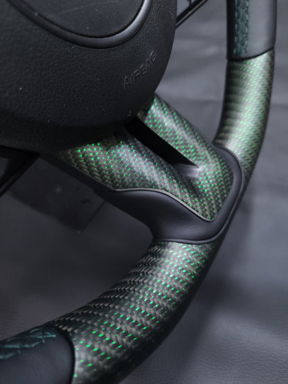 2015-2023 S550 Mustang Matte Reflective Green Carbon Fiber Steering Wheel