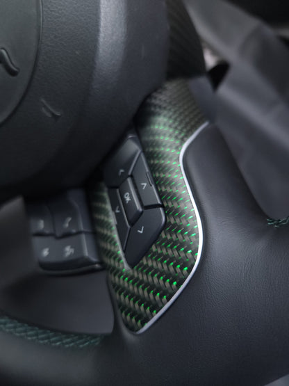 2015-2023 S550 Mustang Matte Reflective Green Carbon Fiber Steering Wheel