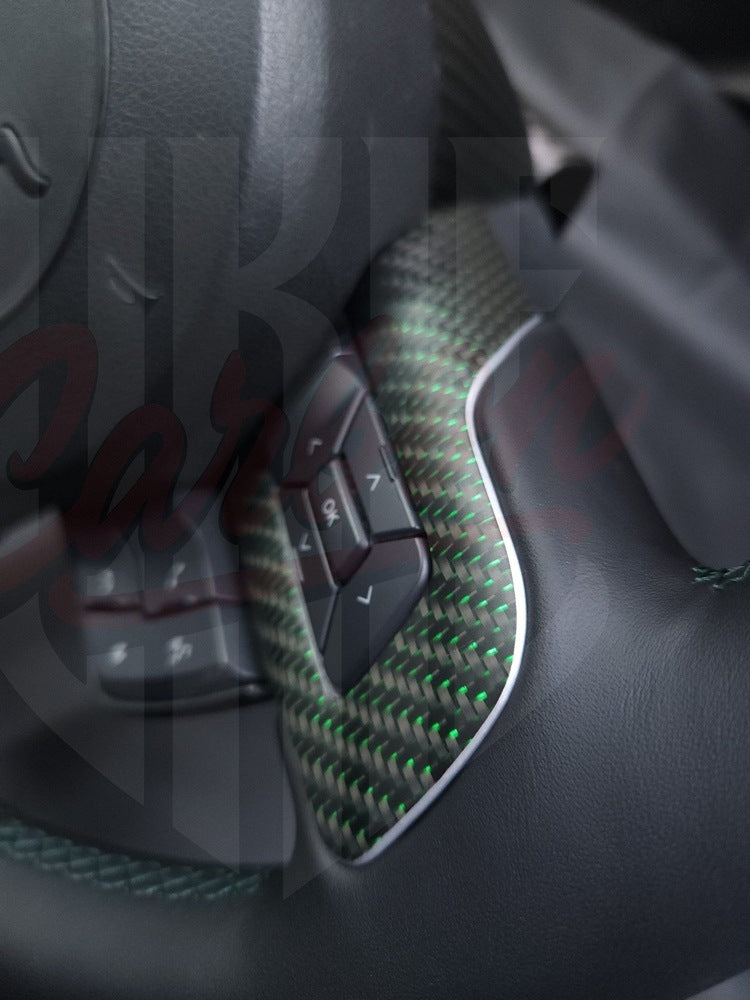 2015-2023 S550 Mustang Matte Reflective Green Carbon Fiber Steering Wheel - by ukiecarbon.com