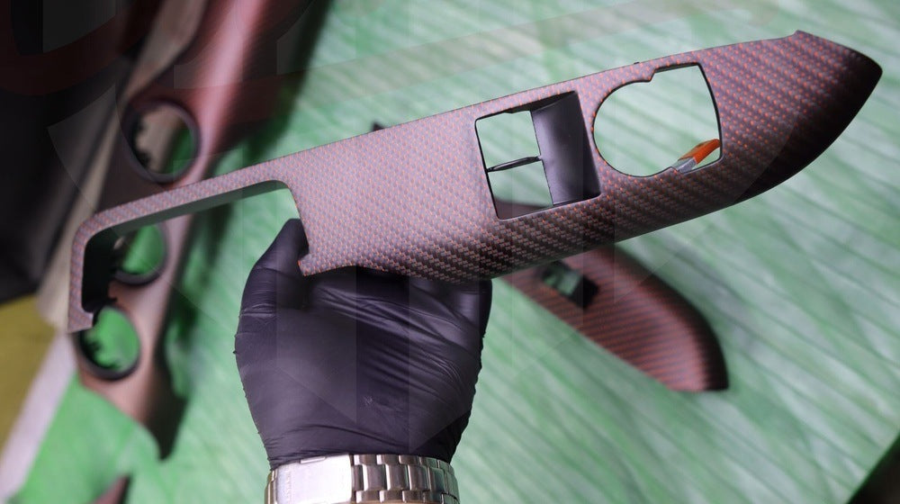 2015-2023 S550 Mustang Matte Reflective Red Carbon fiber Window Switch - by ukiecarbon.com