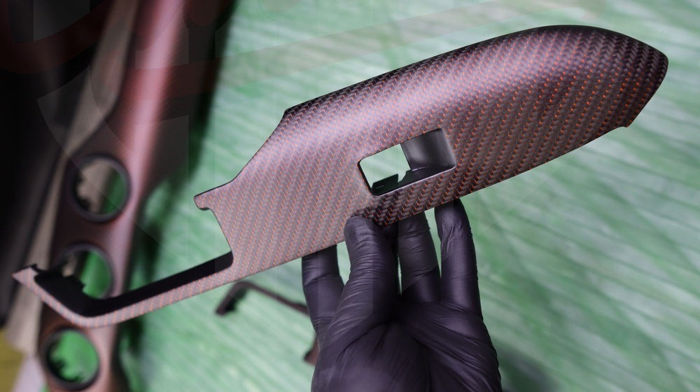 2015-2023 S550 Mustang Matte Reflective Red Carbon fiber Window Switch - by ukiecarbon.com