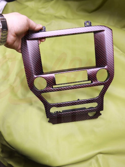 2015-2023 Mustang S550 Matte Red Reflective Carbon Fiber Navigation Bezel - by ukiecarbon.com