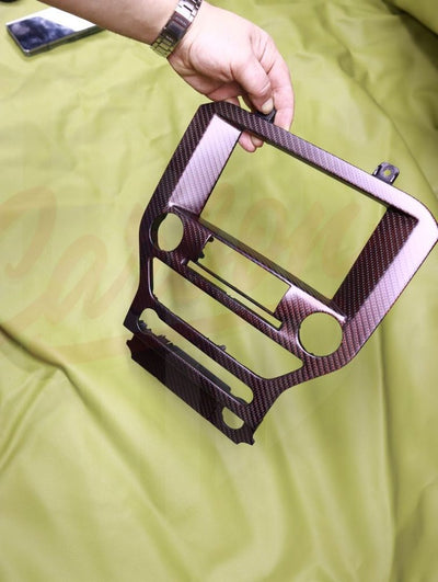 2015-2023 Mustang S550 Matte Red Reflective Carbon Fiber Navigation Bezel - by ukiecarbon.com