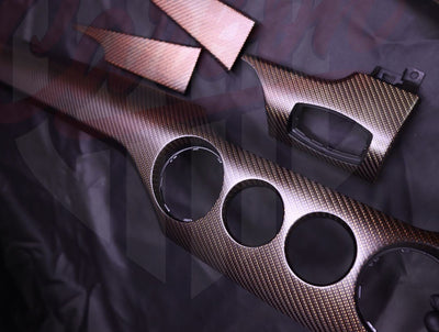 2015-2023 Mustang S550 Matte Orange Reflective Carbon Fiber Dashboard Trim - by ukiecarbon.com