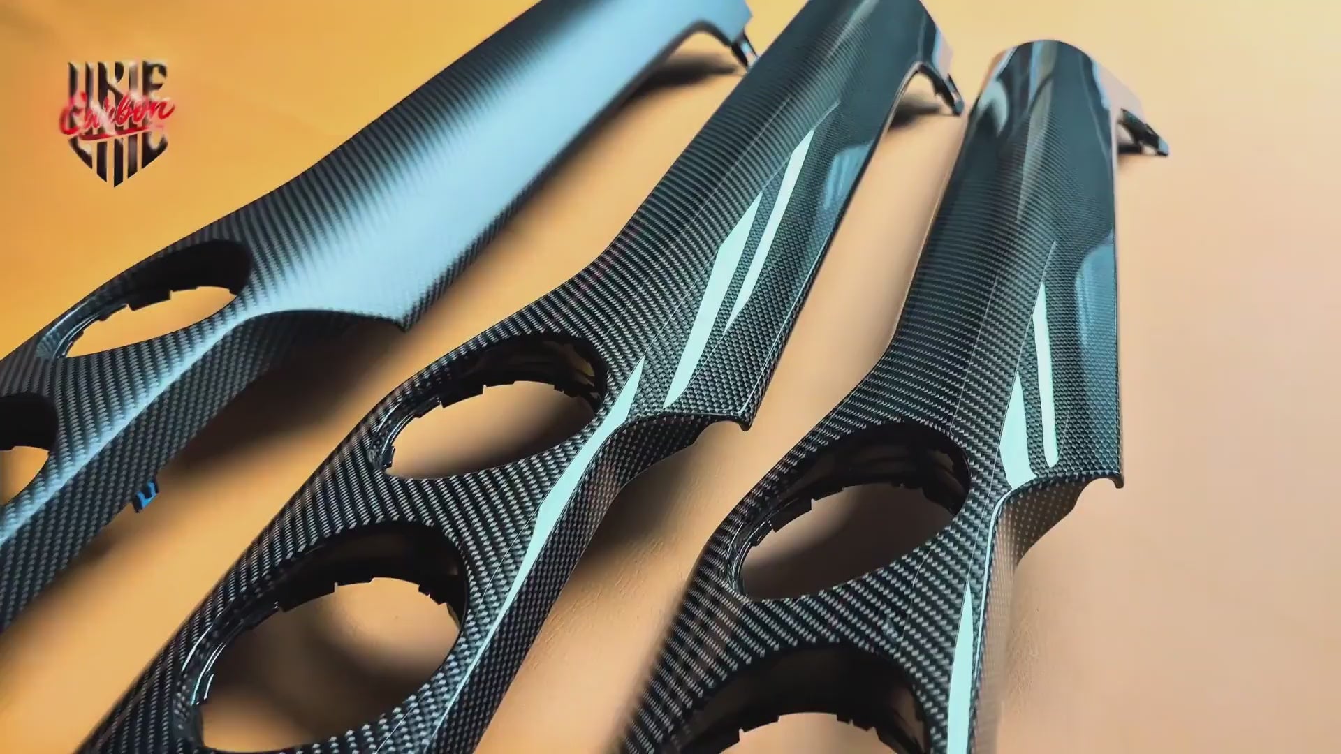 Load video: Carbon fiber Dashboard trims for mustangs with different finishes