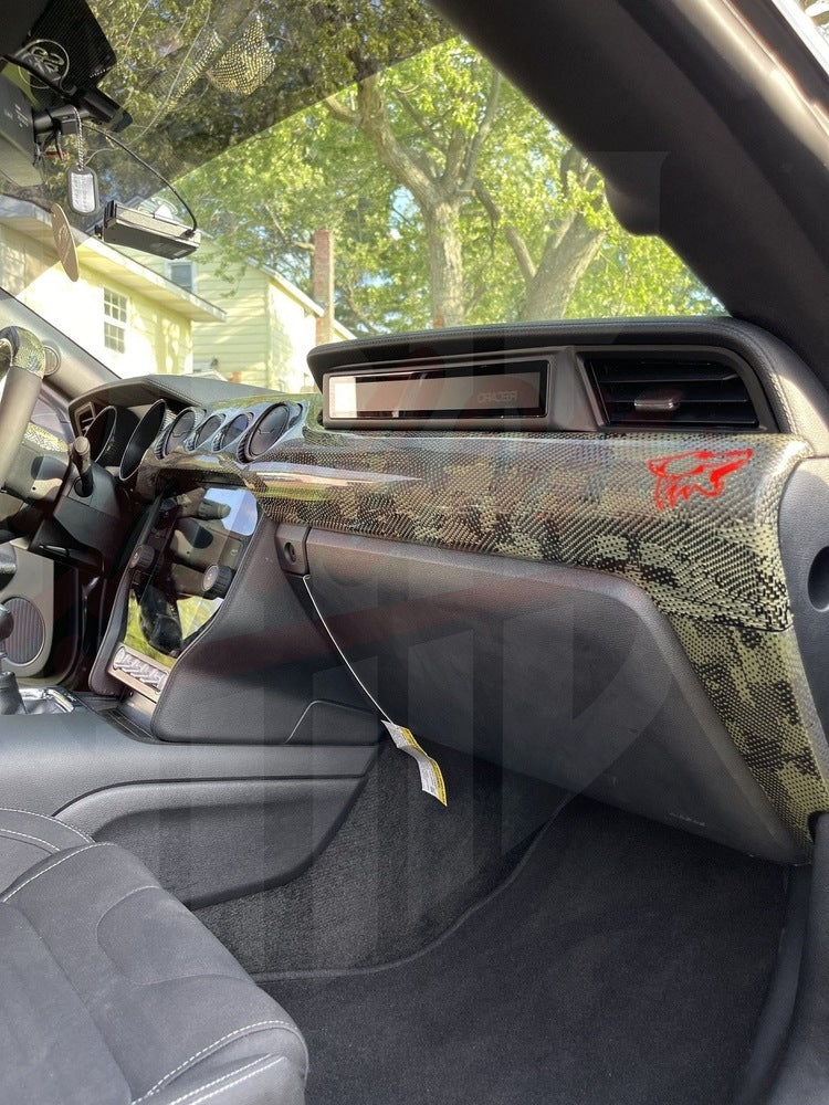 2015-2023 Mustang S550 Green Camo Carbon Fiber Interior Kit - by ukiecarbon.com