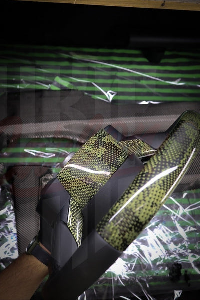 2015-2023 Mustang S550 Green Camo Carbon Fiber Steering Wheel - by ukiecarbon.com