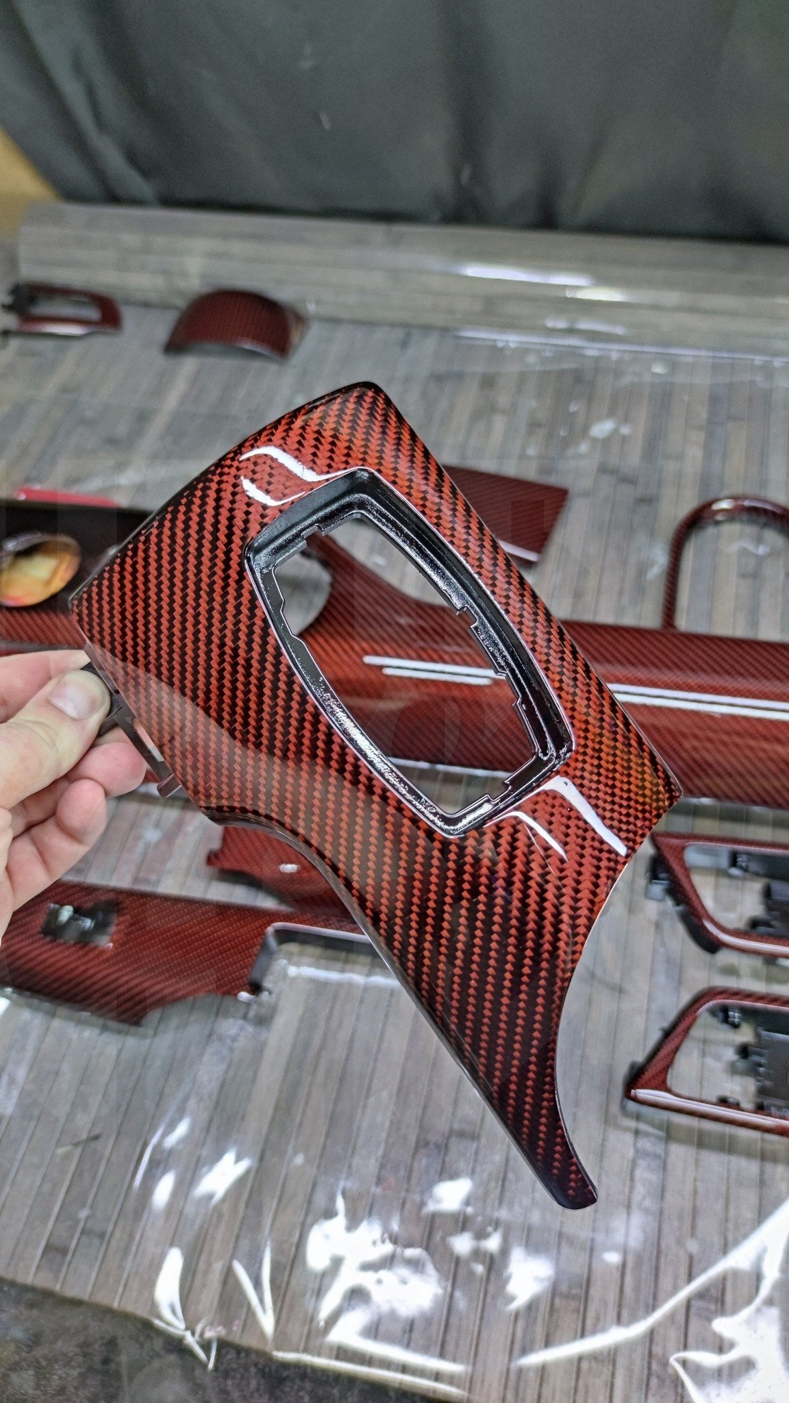 2015-2023  Mustang S550 Red Carbon Fiber Dashboard Trim