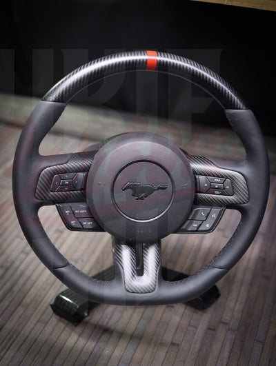 2015-2023 Mustang S550 Matte Carbon Fiber Steering Wheel - by ukiecarbon.com