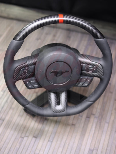 2015-2023 Mustang S550 Matte Carbon Fiber Steering Wheel - by ukiecarbon.com