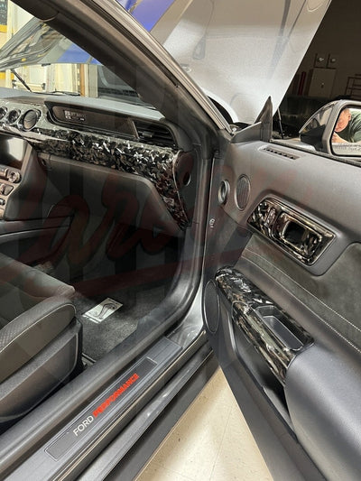 2015-2023 Mustang S550 Forged Carbon Fiber Door Panel Trim - by ukiecarbon.com